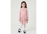 Jerseykleid BLUE SEVEN, Mädchen, Gr. 104, N-Gr, Langarm, Jersey, rosa, Jersey, Obermaterial: 100% Baumwolle, bedruckt, unifarben, Basic Midi, Rundhals, Kleider Jerseykleid, Baumwolle