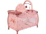 Puppenbett BAYER "Multi-Puppenbett", altrosa mit blumen, Puppenmöbel, KinderB:37,5cm H:62cm T:65cm, Puppenbett, mit integriertem Hochstuhl, Wickelablage und Mobile, B:37,5cm H:62cm T:65cm