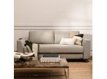 BRUNO Schlafsofa 140cm in Hellgrau | Klassik | stabiles Massivholz & Boxspringkomfort