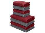 Handtuch Set OTTO HOME "Merida, 4 Duschtücher 70x140cm, 4 Handtücher 50x100cm", grün (grau bordeaux), 8, Frottier, Frottier, Obermaterial: 100% Baumwolle, Handtuch-Sets, Handtuch Set, kuschelig weich, einfarbig, 100% Baumwolle, Topseller