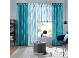 Gardine OTTO HOME "DIMONA" Gr. 5, weiß (weiß, petrol), B:140cm H:265cm, Voile, Polyester, Gardinen, Gardine, 2-er Set, Voile, Polyester, Wellen