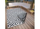 Teppich OTTO HOME "Ronda Wendeteppich" Gr. 2, schwarz (schwarz, creme), B:80cm H:5mm L:150cm, Kunstfaser, Teppiche, Teppich, Sisal-Optik, Flachgewebe, In- und Outdoor, geometrisches Boho Design