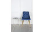 Esszimmerstuhl VENTURE HOME, blau (blau, gold, gold, blau), B:50cm H:89cm, Polyester, Polyurethan, Sperrholz, Stahl, Stühle, Esszimmerstuhl, Polsterstuhl, weicher Bezug, Knöpfe, dekorative Steppung, edel