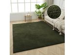Teppich OTTO HOME "Cali Shaggy", grün (dunkelgrün), B:180cm H:22mm L:280cm, Kunstfaser, Microfaser, Teppiche, Teppich, Uni-Farben, kuschelig, & weich, waschbar, Wohnzimmer, Schlafzimmer