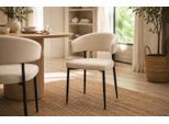 Esszimmerstuhl ACTONA GROUP "Edina 2er Set, Stoff - bequem & stilvoll, mehrere Farben, moderne", beige, B:56cm H:77cm T:55cm, 100% Polyester, Stühle, Esszimmerstuhl, Gepolstert, weicher Bezug & hoher Sitzkomfort, schwarze Stahlbeine, Topseller