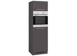 Backofen/Kühlumbauschrank WIHO KÜCHEN "Flexi2", grau (front und korpus: anthrazit), B:60cm H:200cm T:57cm, Holzwerkstoff, Schränke, Backofen/Kühlumbauschrank, Breite/Höhe: 60/200 cm