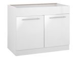 Spülenschrank WIHO KÜCHEN "Flexi2, Breite: 100 cm, Soft-Close bei der Tür", weiß (front: weiß glanz, korpus: weiß), B:100cm H:82cm T:57cm, Holzwerkstoff, Schränke, Spülenschrank, oben feste Blende