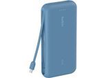 BELKIN Powerbank "BOOST CHARGE 20K mit integriertem Kabel 20.000mAh", blau, 7,4 V 20mAh, Akkumulatoren, Powerbank