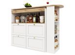 Flieks Bartisch, Weiß, Holzwerkstoff, 105x102x39 cm, Esszimmer, Barmöbel, Bartische