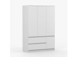 imoebel24 Drehtürenschrank, Weiß, Holzwerkstoff, 5 Fächer, 2 Schubladen, 120x180x50 cm, Schlafzimmer, Kleiderschränke, Drehtürenschränke