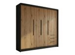 A&J MöbelLand Drehtürenschrank, Schwarz, Braun, Holzwerkstoff, 200x215x59.5 cm, Schlafzimmer, Kleiderschränke, Drehtürenschränke