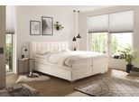 Boxspringbett HAPO "Neyla erhältlich in den Breiten 100, 160, 180 & 200cm", beige (cremeweiß), B:191cm L:200cm, Komplettbetten, Boxspringbett, in verschiedenen Matratzenqualitäten, Härtegraden und Farben verfügbar