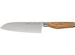 Santokumesser WMF "Grand Wood", braun (edelstahl, braun), Klingenlänge 18cm, Spezialklingenstahl, Kochmesser, Santokumesser, 18 cm, Olivenholzgriff, handgeschmiedeter Spezialklingenstahl