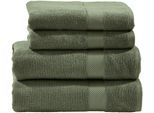 Handtuch Set DONE. "Deluxe 2 Gästetücher (30x50 cm), 2 Handtücher (50x100 cm)", grün (khaki), 4 Stk., Zwirnfrottee, Zwirnfrottee, Zwirnfrottee, Handtücher, Handtuch Set, aus hochwertigem Zwirnfrottier