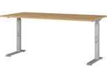 Schreibtisch GERMANIA "Downey", silber (grandson, eiche, nachbildung, silber, silber, grandson, eiche, nachbildung), B:160cm H:91cm T:80cm, Tische, Schreibtisch, höhenverstellbar von 68-91 cm, verfügbar in verschiedenen Breiten