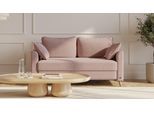 BRUNO Schlafsofa 140cm in Pink Blush Rosa | Flow | stabiles Massivholz & Boxspringkomfort