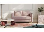 BRUNO Schlafsofa 120cm in Pink Blush Rosa | Pillow | stabiles Massivholz & Boxspringkomfort