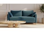 BRUNO Schlafsofa 160cm in Petrol Türkis | Flow | stabiles Massivholz & Boxspringkomfort