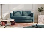 BRUNO Schlafsofa 140cm in Petrol Türkis | Pillow | stabiles Massivholz & Boxspringkomfort