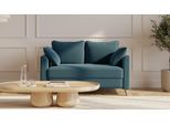 BRUNO Schlafsofa 120cm in Petrol Türkis | Flow | stabiles Massivholz & Boxspringkomfort