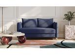 BRUNO Schlafsofa 140cm in Blau | Pillow | stabiles Massivholz & Boxspringkomfort