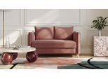 BRUNO Schlafsofa 120cm in Hazelnut Rot Braun | Pillow | stabiles Massivholz & Boxspringkomfort