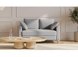 BRUNO Schlafsofa 120cm in Hellgrau | Flow | stabiles Massivholz & Boxspringkomfort
