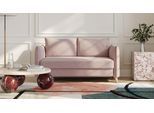 BRUNO Schlafsofa 140cm in Pink Blush Rosa | Pillow | stabiles Massivholz & Boxspringkomfort