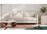 BRUNO Schlafsofa 160cm in Creme Ecru | Pillow | stabiles Massivholz & Boxspringkomfort