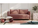 BRUNO Schlafsofa 160cm in Hazelnut Rot Braun | Pillow | stabiles Massivholz & Boxspringkomfort