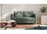 BRUNO Schlafsofa 140cm in Dunkel Waldgrün | Pillow | stabiles Massivholz & Boxspringkomfort
