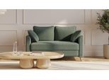 BRUNO Schlafsofa 120cm in Dunkel Waldgrün | Flow | stabiles Massivholz & Boxspringkomfort