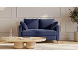 BRUNO Schlafsofa 120cm in Blau | Flow | stabiles Massivholz & Boxspringkomfort