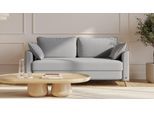 BRUNO Schlafsofa 120cm in Hellgrau | Flow | stabiles Massivholz & Boxspringkomfort