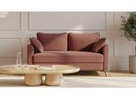 BRUNO Schlafsofa 140cm in Hazelnut Rot Braun | Flow | stabiles Massivholz & Boxspringkomfort