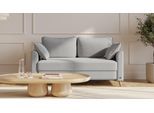 BRUNO Schlafsofa 140cm in Silber Grau | Flow | stabiles Massivholz & Boxspringkomfort