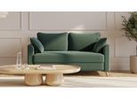 BRUNO Schlafsofa 140cm in Grün | Flow | stabiles Massivholz & Boxspringkomfort
