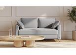 BRUNO Schlafsofa 120cm in Hellgrau | Flow | stabiles Massivholz & Boxspringkomfort