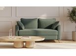 BRUNO Schlafsofa 140cm in Dunkel Waldgrün | Flow | stabiles Massivholz & Boxspringkomfort