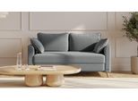 BRUNO Schlafsofa 140cm in Dunkelgrau | Flow | stabiles Massivholz & Boxspringkomfort
