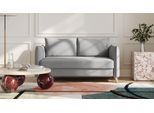 BRUNO Schlafsofa 140cm in Hellgrau | Pillow | stabiles Massivholz & Boxspringkomfort