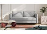 BRUNO Schlafsofa 160cm in Silber Grau | Pillow | stabiles Massivholz & Boxspringkomfort