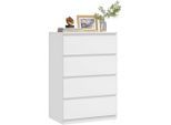 Woltu Kommode, Weiß, Holzwerkstoff, 4 Schubladen, Rechteckig, 60x90x40 cm, Wohnzimmer, Kommoden & Sideboards, Kommoden