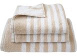 Duschtuch DYCKHOFF "Maritim, Sea Stripe", beige (greige), B:70cm L:140cm, Frottier, Obermaterial: 100% Baumwolle, Handtücher, Duschtuch