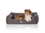 Knuffelwuff Orthopädisches Hundebett Leano aus Velours mit Handwebcharakter schwarz XL