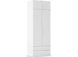 Kleiderschrank RAUCH "Schrank Garderobe Wäscheschrank GAMMA in 4 Breiten 91-226 cm", weiß (alpinweiß, griffe weiß), B:91cm H:248cm T:54cm, Holzwerkstoff, Schränke, Kleiderschrank, mit Schubladen und Schrankaufsatz, schlichtes Design MADE IN GERMANY