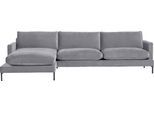 Ecksofa ANDAS "Welland, L-Form", grau, B:290cm H:84cm T:171cm, Luxus-Microfaser weich (100% Polyester);Samtvelours (100% Polyester), Sofas, Ecksofa, mit schwarzen Metallfüßen, mit Federfüllung im Sitz- und Rückenkissen