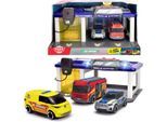 Spiel-Gebäude DICKIE TOYS "S.O.S Station", bunt, Fahrzeug-Spielwelten, KinderB:31cm H:18,5cm T:22cm, Kunststoff, Spiel-Gebäude, mit 3 Spielzeug-Fahrzeugen sowie Licht und Sound, B:31cm H:18,5cm T:22cm