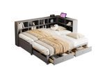 Komhtom Jugendbett, Grau, Holz, Mode, 1-Sitzer, 90x190 cm, Kinderzimmer & Jugendzimmer, Jugendmöbel, Jugendbetten