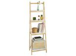 SoBuy Leiterregal, Natur, Holzwerkstoff, Holz, 42x140x34 cm, Wohnzimmer, Regale, Bücherregale
